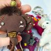 Cute Retro Pony Keychain Fabric Embroidered Key Holder Handmade Elephant Pony Pendant Gift