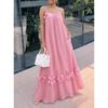 QICED Fashion Summer Spring Solid Color Print Sleeveless U-Neck   Casual Dresses