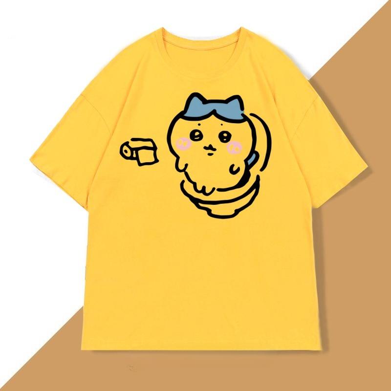 Cute Chiware On The Toilet Tshirt for Unisex Women Funny Cotton Short Sleeve Round Neck Tshirt Humor T Shirt Loose Casual Clothes
