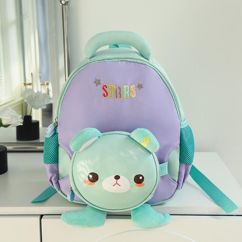 Cute bear kindergarten schoolbag, new boys and girls baby mini backpack, small and medium class children's bag