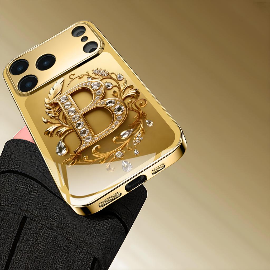 Unique Gold Dignified Luxurious High-end Phone Case Electroplated Glass PhoneCase for iPhone 17161514131211pm Pro Plus