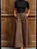 Women's High-Waisted Drapey Cotton Linen Culottes - Artistic Wide-Leg Cropped Pants for Spring/Autumn 2024