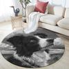 Border Collie Runder Teppich, Teppich für Wohnzimmer Schlafzimmer Sofa Spielzimmer Dekoration, Rutschfeste Bodenmatte