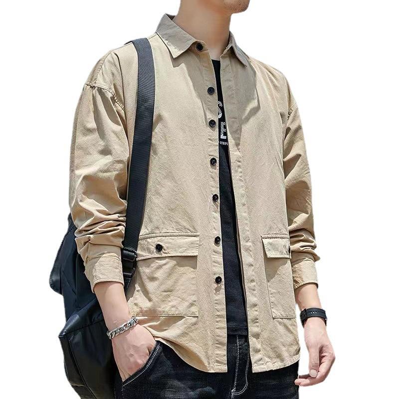 Men S Cotton Long Sleeve Casual Loose Work Shirt