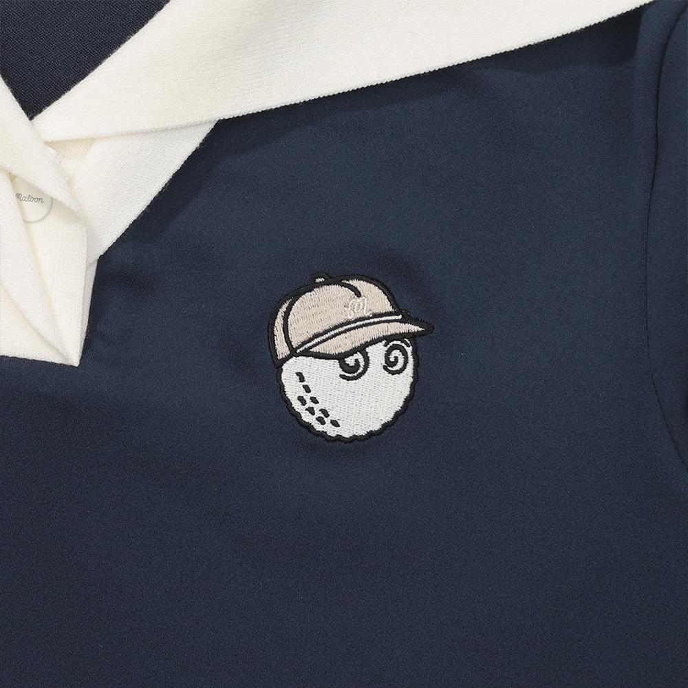 MALBON GOLF Knit Hybrid Polo Shirt Navy (Woman)