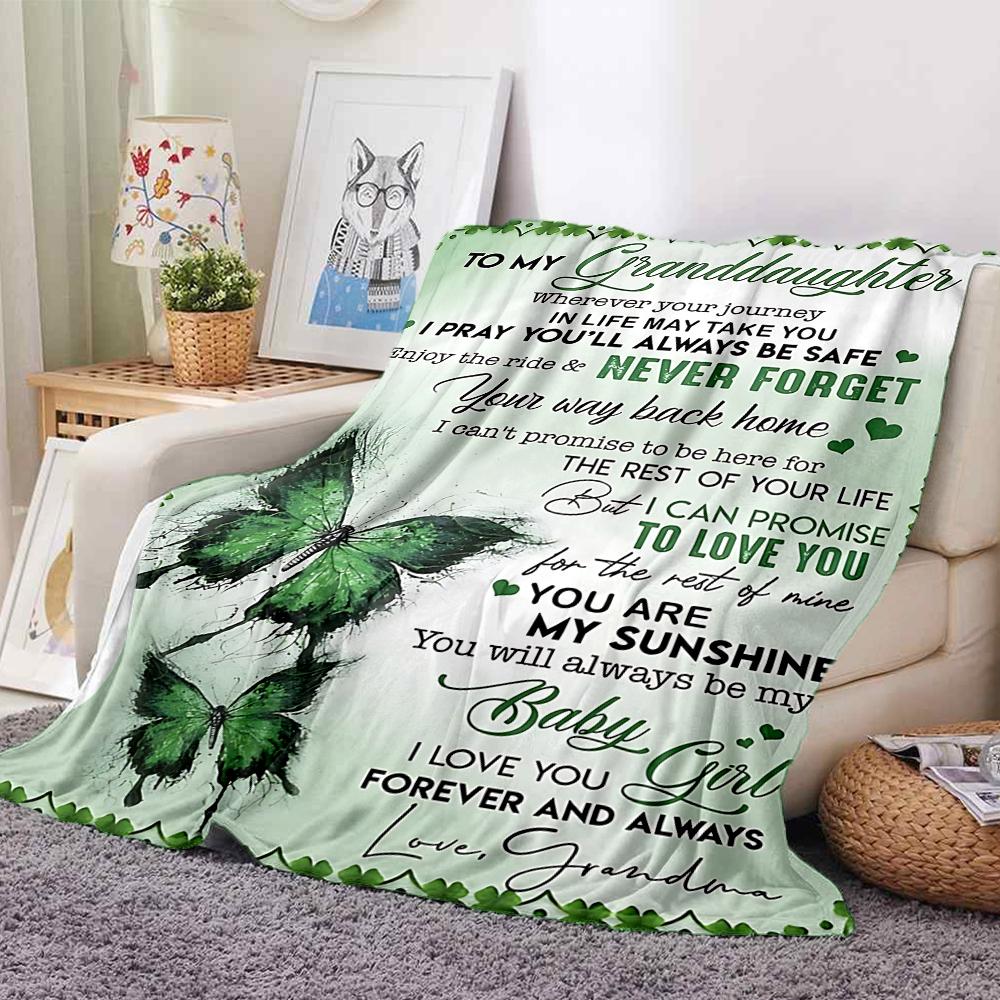 1Pc Grandma'S Love Granddaughter Flannel Blanket, Soft And Comfortable, Casual Warm, Camping Travel, Christmas, Halloween Xmas Gift. G153