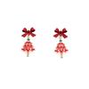 Elegant Red Christmas Tree Bow Earrings for Women - Festive Holiday Jewelry