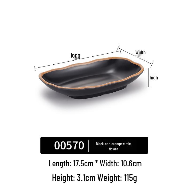 Black Melamine Rectangular Plate for Hot Pot, Restaurant, or Barbecue