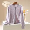 2026 Autumn/Winter Women's Cashmere Wool Cable Knit Round Neck Cardigan