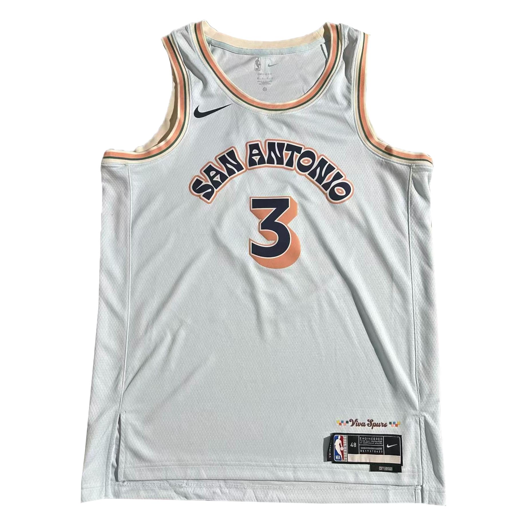 

Nike NBA Swingman Fan Edition Spurs Модный Удобный Мягкий Трикотаж с Круглым Вырезом и Буквами для Баскетбола Унисекс Джерси FQ4393-474 L