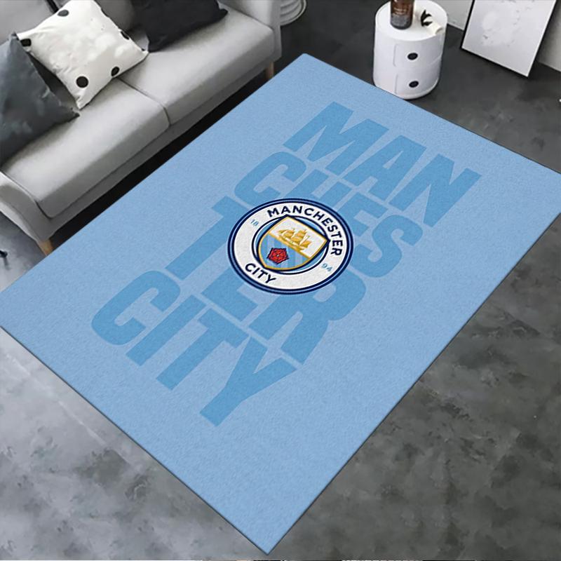 Manchester City Football Club Teppich für Wohnzimmer Schlafzimmer Zuhause Sofadekoration, Kinderspiel Rutschfeste Bodenmatte