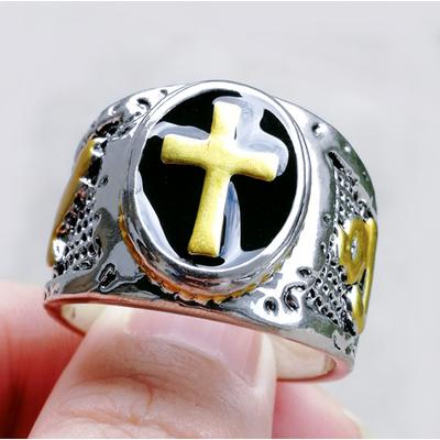 Trendy Men's Retro Cross Men's Ring Index Finger Ring Punk Style Domineering Jewelry