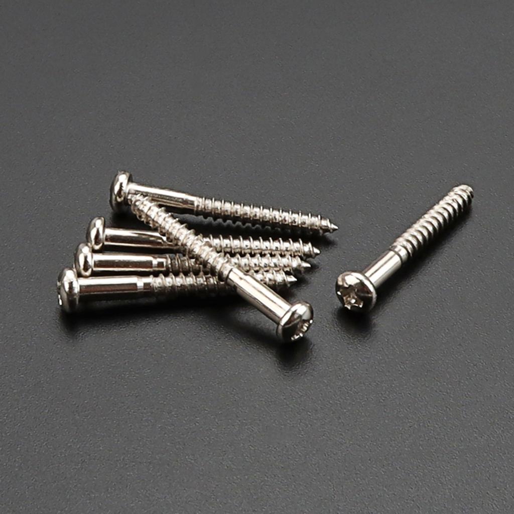 6Pcs Metal Electric Guitar Accessories Screws Round Head Bridge Tail Screws Electric Guitar Bass Lock Mounting Screws