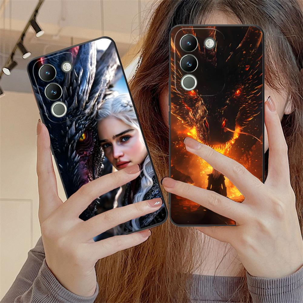 Dragon Queen Matte TPU Mobile Phone Case for VIVO Y77 76 75 74 73 72 58 56 55 51 50 38 36 Y19 Y18 Y03 Y01 5G Colorful Cover