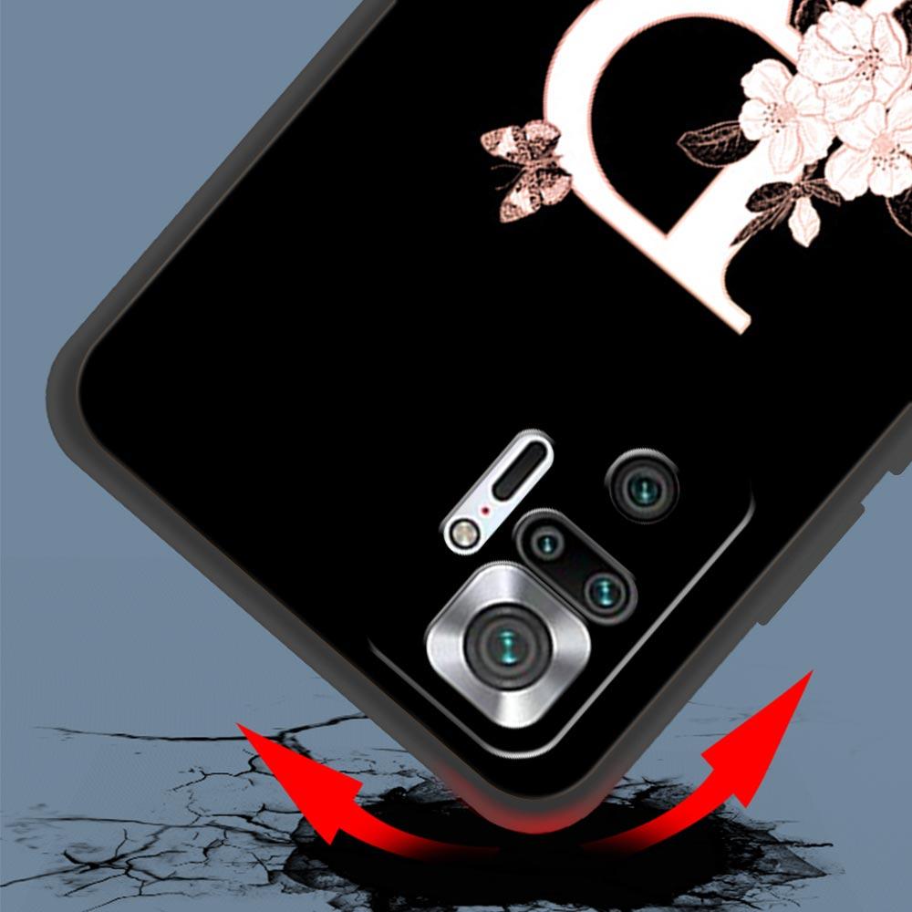 Phone Case Cover for Redmi 14C 10C Note 15 14 13 12 10 11 Pro Plus K40 Soft TPU Shockproof Fundas Shell Flowers Initial Letter