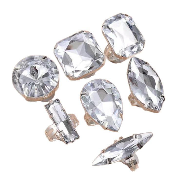 Jewelry rhinestone exaggerated oversized water drop ring set ring