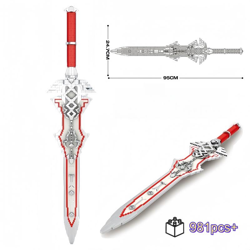 Non-Toxic Moc Creative Konoe Sword Building Blocks Sword Game Weapon Model Bricks Diy Toys For Kids Birthday Christmas Halloween Gifts