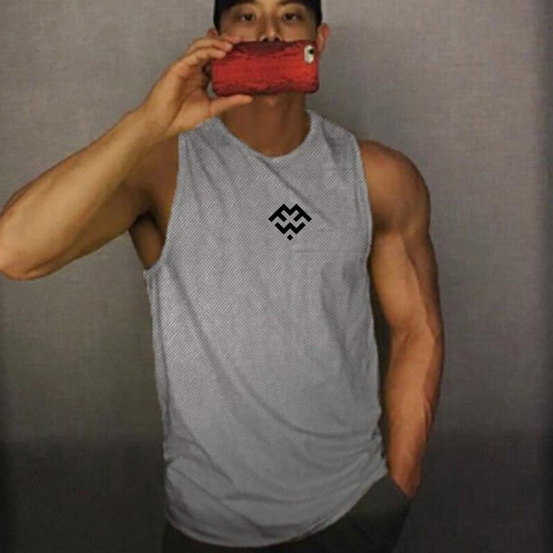 Muscleguys Men's Gym Clothes Bodybuilding TankTop Summer Fitness Sleeveless T-shirt Professional Bodybuilding Vest Mesh Breathable Singlet