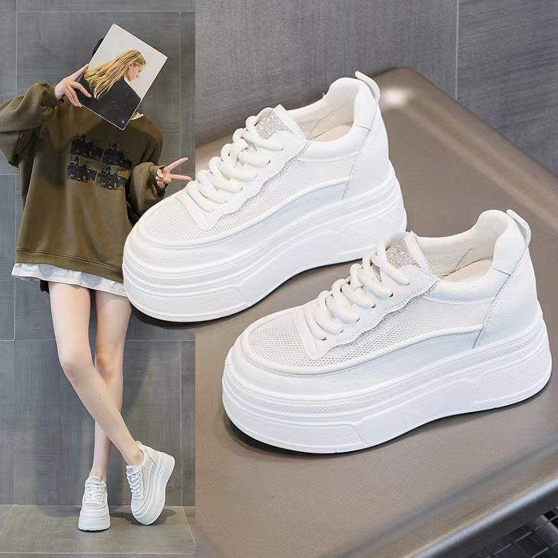 Autumn new muffin thick-soled inner height-increasing women's shoes fashionable mesh casual sports shoes breathable
