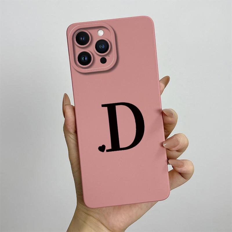 For iPhone 13 Pro Max Case iPhone 13 Pro Cover Cute Couple Initial Letters Square Skin Phone Case Matte Shockproof Back Cover