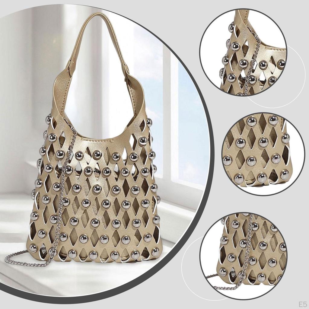 Women Hollow Hobo Bag Casual Slouchy Handbag for Eyeglass Cases Books Magazines