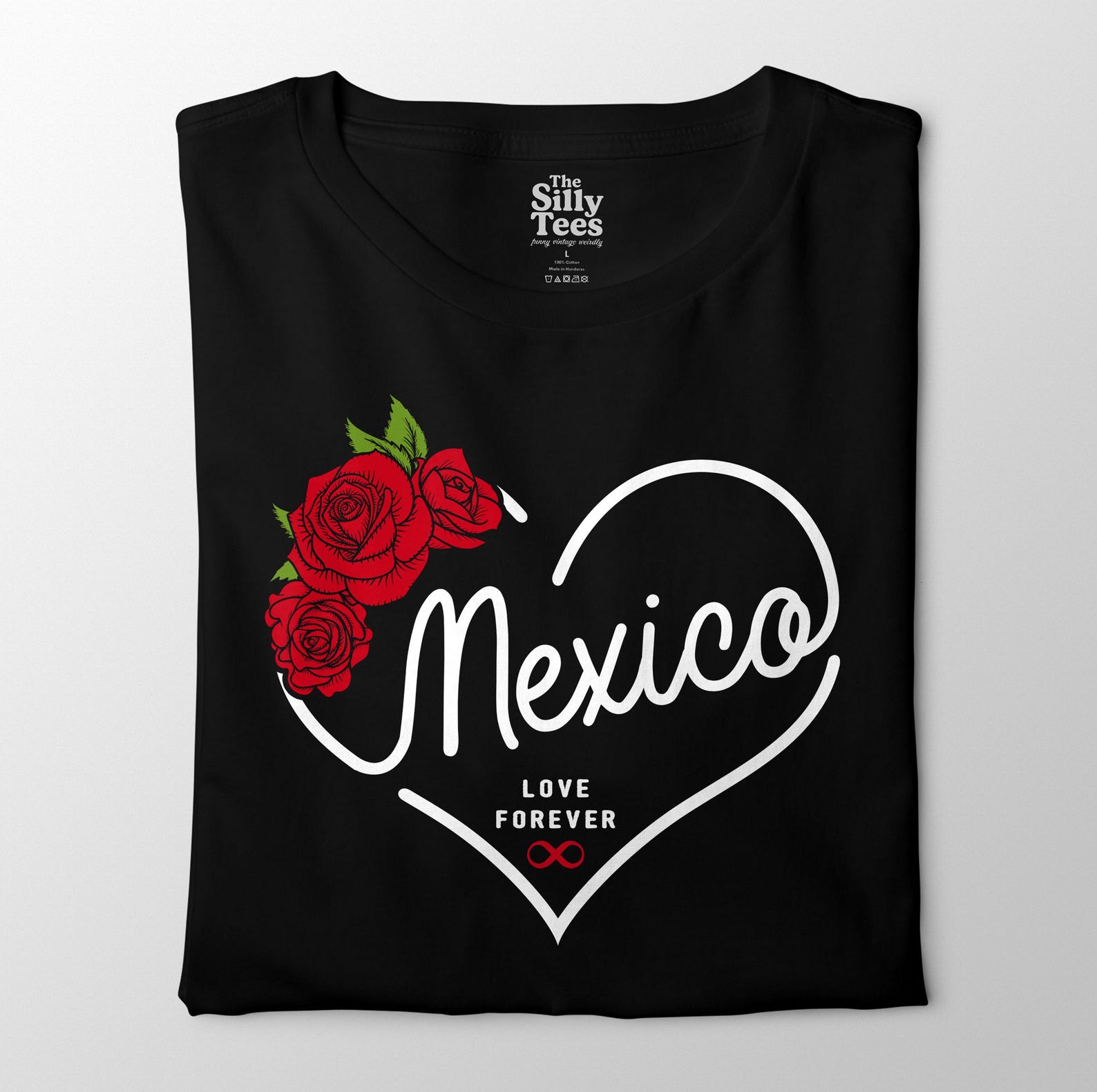 Mexico Love Forever T-Shirt, Floral Heart Mexico Pride Tee, Romantic Mexican Heritage Shirt S