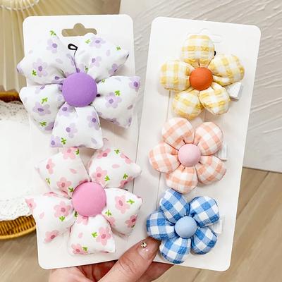 2 Stück/Set Süßer Druck Blume Haarspangen für Niedliche Mädchen Cartoon Haarnadeln Haarspangen Kinder Kopfschmuck Baby Haarschmuck