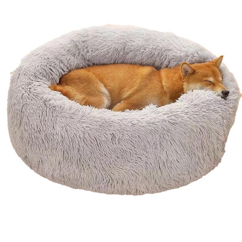 

Warm Plush Round Pet Bed for Cats and Dogs - Ideal for Autumn and Winter 50cm Diameter світло-сірий колір