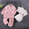 Kinder Plüsch Verdickt Sets Flanell Weiche Mädchen Kleidung Herbst Winter Pullover Warme Nachtwäsche Cartoon Kaninchen Kinder Pyjamas
