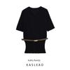 Kaslead New Women Clothes Western Style Fashion Short Sleeve Belt Knitted Outerwear 2756112