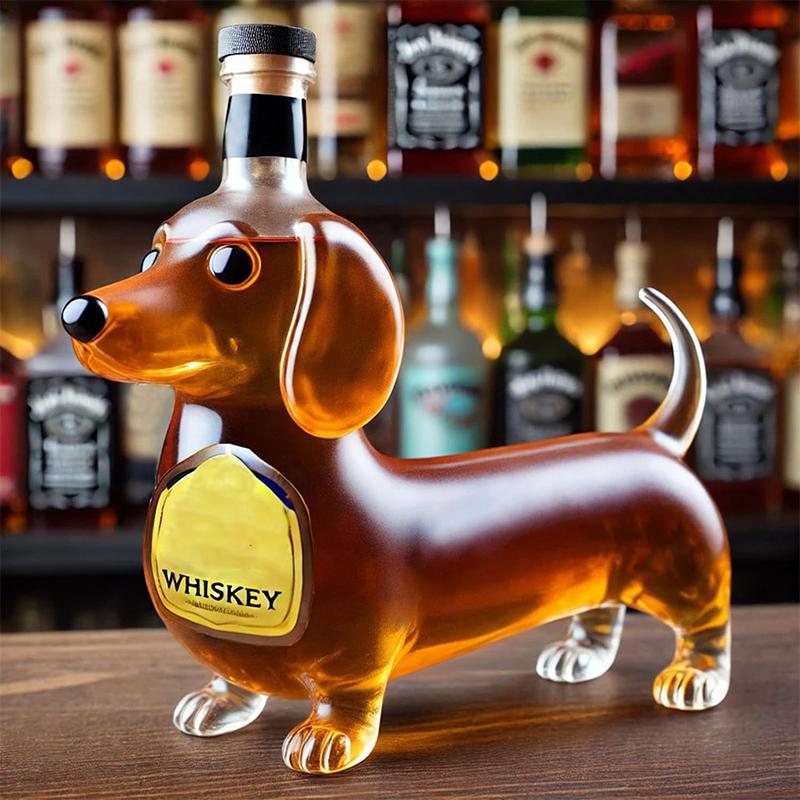 Achshund Dog Whiskey Bottle,3D Sculpted Dachshund Shape Whiskey Glass Tumbler