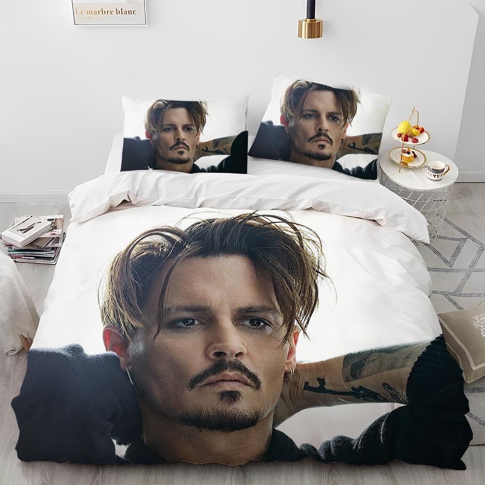 3D Printing Johnny Depp Series Comforter Bedding SetDuvet Cover Bed Set Quilt Cover PillowcaseKing Queen Size Bedding Set Kids