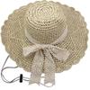 Straw UV Wide Breathable [Sandy ting] Women's Hat, Spring/Summer, Protection, Stylish, Foldable, Sunshade, Face-Slimming Effect, Brim, Ribbon,