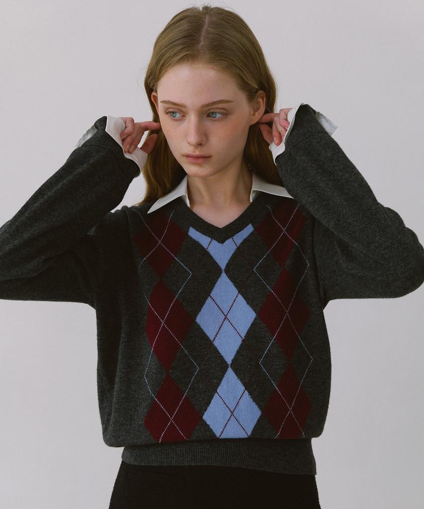 YUPPE Argyle Shirt Knit_Gray