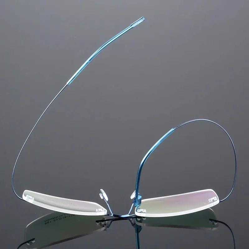 Ultra-light Frameless Design Eyeglasses Titanium Alloy TR90 Material Eyeglasses Frame Men Premium Quality Super Stretch Metal Temple Eyeglasses Frame