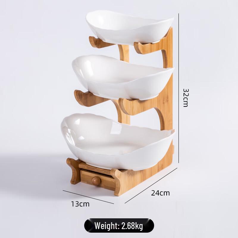 Nordic Ceramic 3-Tier Fruit Plate with Drawer