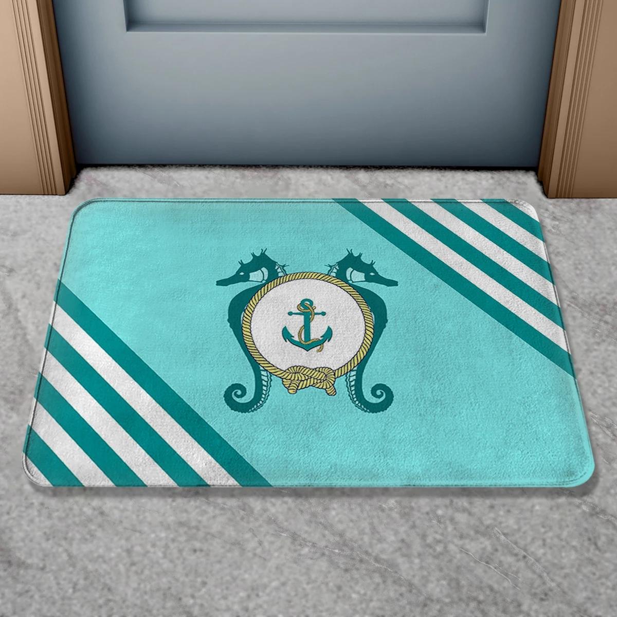 

Custom Boat Name Anti Slip Door Mat Nautical Anchor Compass Ship Wheel Personalized Home Decor Floor Mat Indoor Outdoor Bath Rug 50x80cm