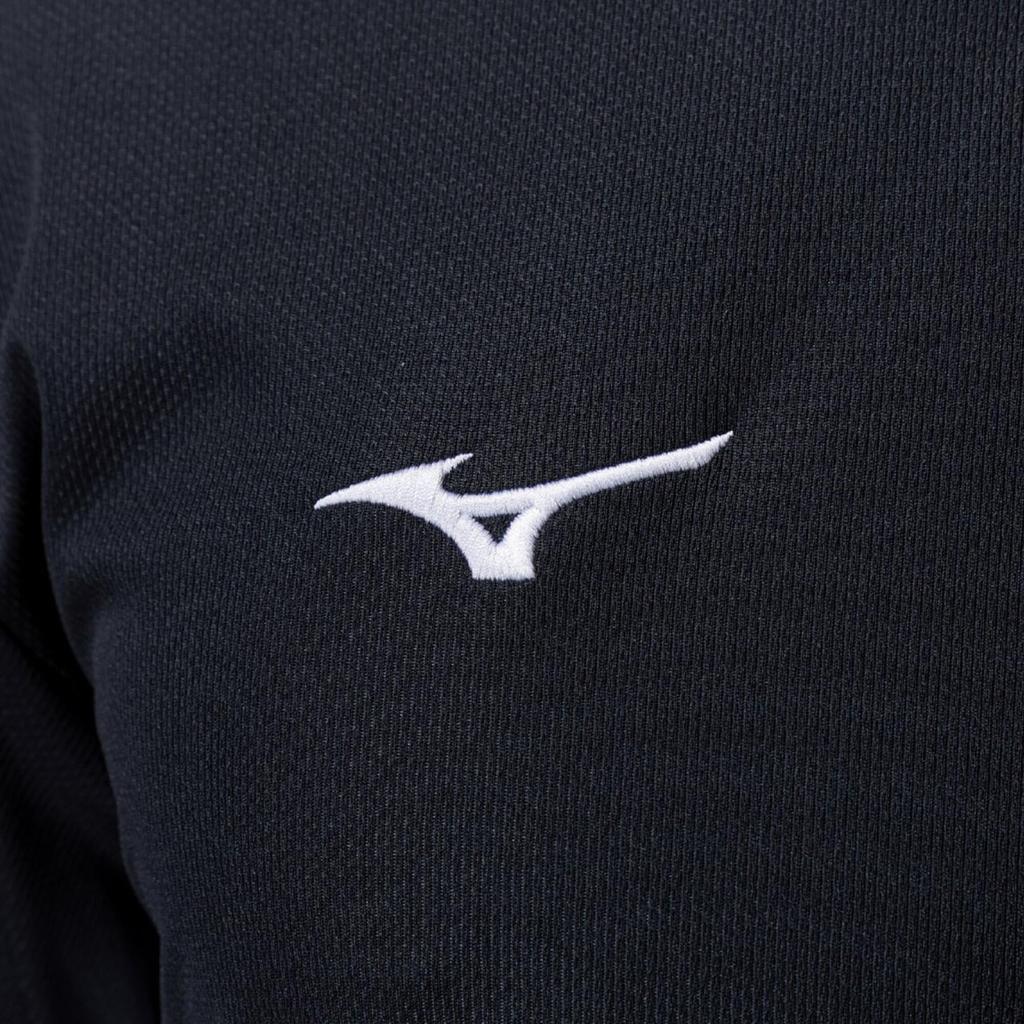 Mizuno NaviDry Long Sleeve Model Size L T-Shirt, U-Neck, Moisture-Wicking, Quick-Drying, Underwear, 32MAC197, Black/White,