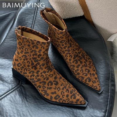 Dámské kotníkové boty ze semiše na masivní podrážce Špičatá špička Elegantní boty na středním podpatku Trend Nová značka Lodičky Goth Zimní Chelsea Botas De Mujer