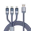 66W Type-C 3-in-1 Luminous Charging Cable, 3A Transparent Shell, Fast Charge