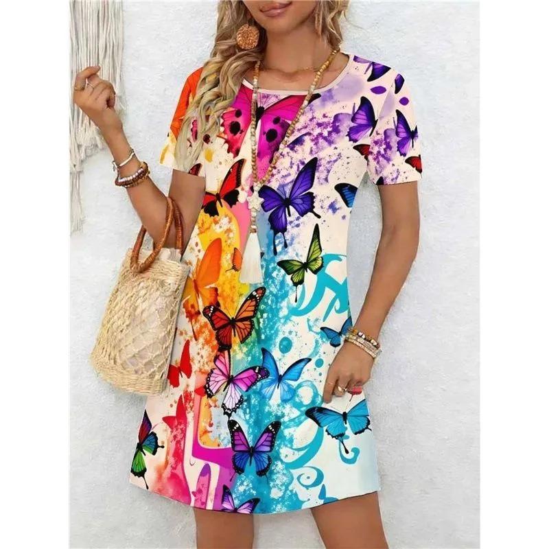 Summer Women's 3D Printed Short-sleeve Dress Is Fashionable, Versatile, Breathable, Trendy and Casual