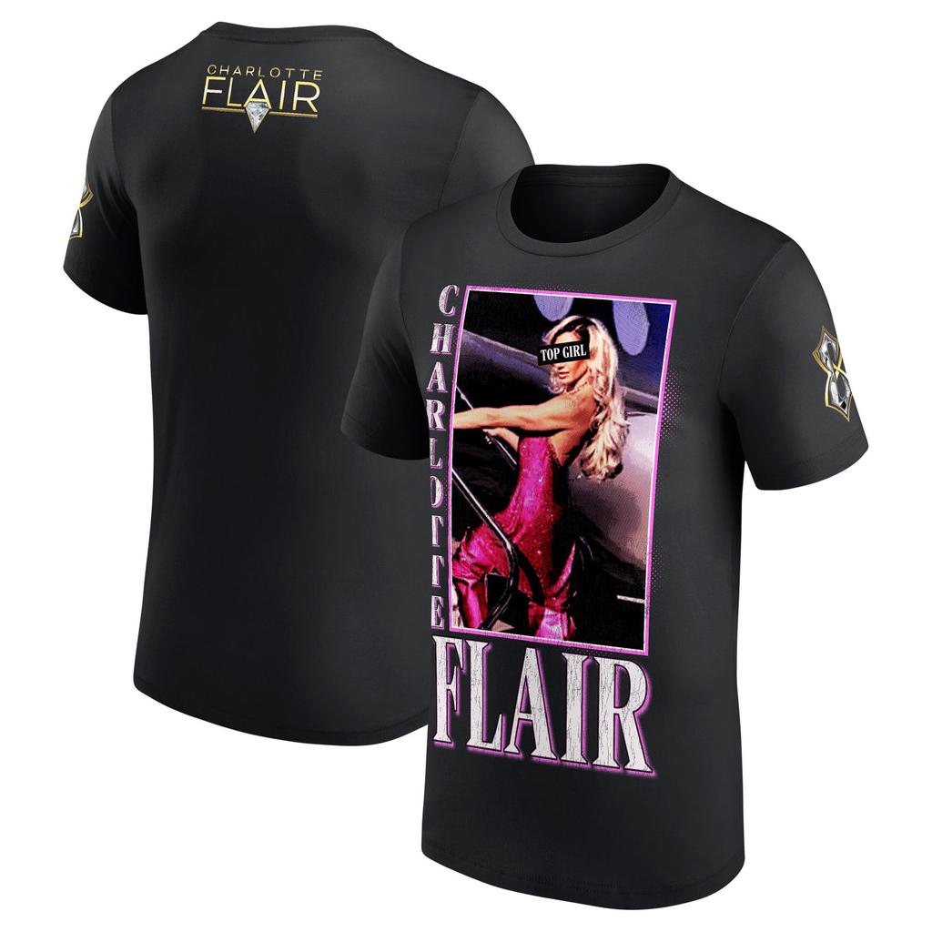T-shirt Noir Homme Charlotte Flair Vainqueur du Royal Rumble Féminin 2025 T-shirts d'Été à Manches Courtes Vêtements pour Enfants Hauts