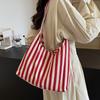 Striped Handbag Shoulder Large Capacity Casual Bag New Women's Bag Tote Bucket Bag Large Capacity Canvas Tote Bag