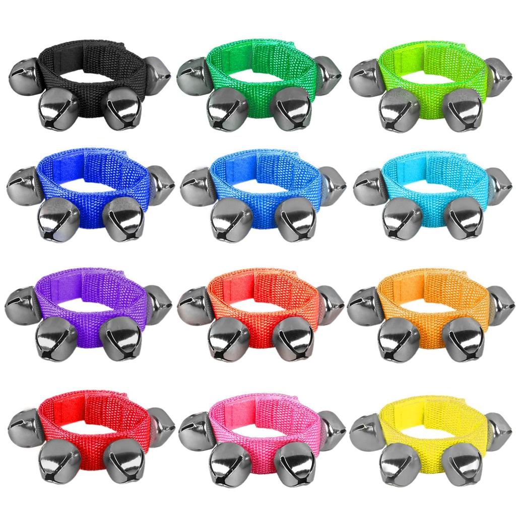 EU SOU Wrist Bell Ring Bell Bell Wrist Musical Instrument 12 Colors Handbell Percussion Instrument Karaoke Party Recital Handbell Percussion of (Set