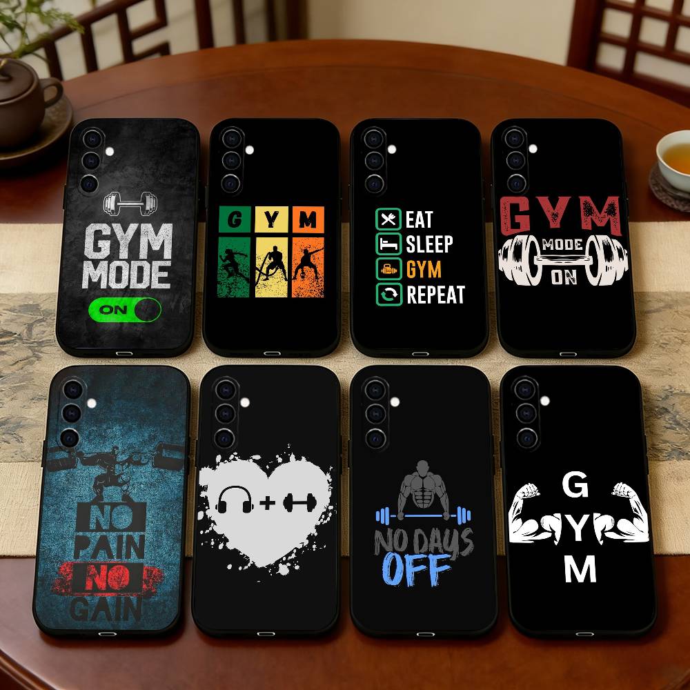 Gym Moode On Phone Case For Samsung Galaxy A73,A72,A71,A70,A53,A52,A51,Soft Silicone Black Cover