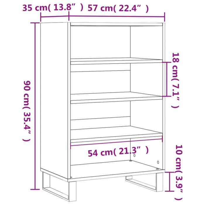 VidaXL Buffet haut chêne fumé 57x35x90 cm bois d'ingénierie 827241