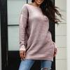 Women's Winter Loose Versatile One-shoulder Solid Color Mid-length Knitted Sweater