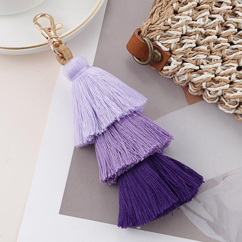 Bohemian Multicolor Handmade Layered Tassel Keychain Simple Key Ring Fit Handbag Accessorie Jewelry Gift