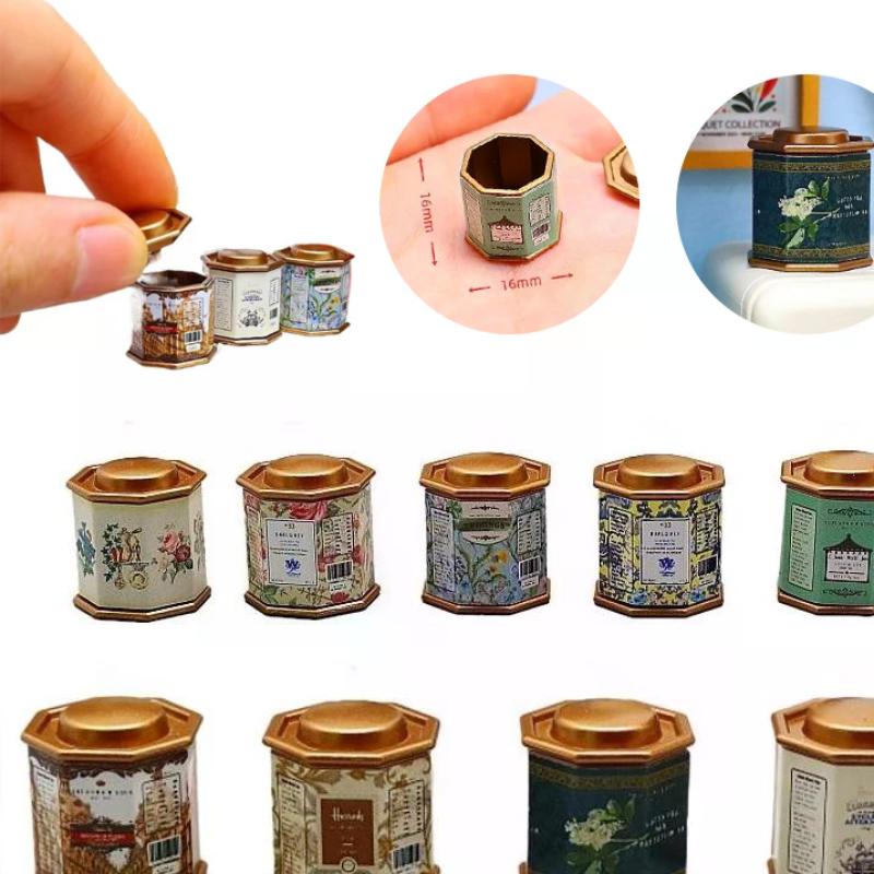 1Pcs 1:12 Doll House Coffee Can Miniature Tea Can Model Simulation Item Ornament Doll House Furniture Decor Accessories Toys