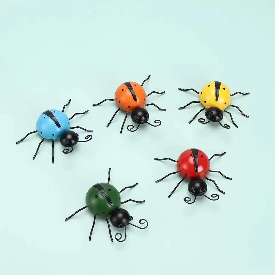 Creative Wrought Iron Ladybug Ornament for Home, Outdoor Courtyard, Garden, or Wall Decor.